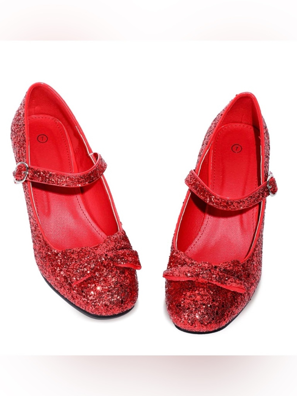 Haysandy Red Dress Shoes for Women Red Glitter Heels Costume Princess Shoes 7